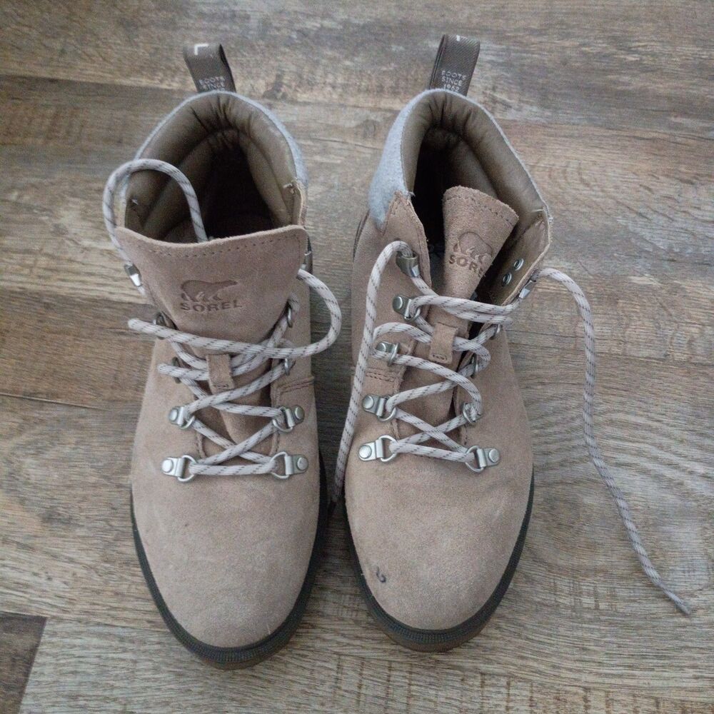 Sorel beige tan suede Hi-Line waterproof windproof Hiking Boots women's 9